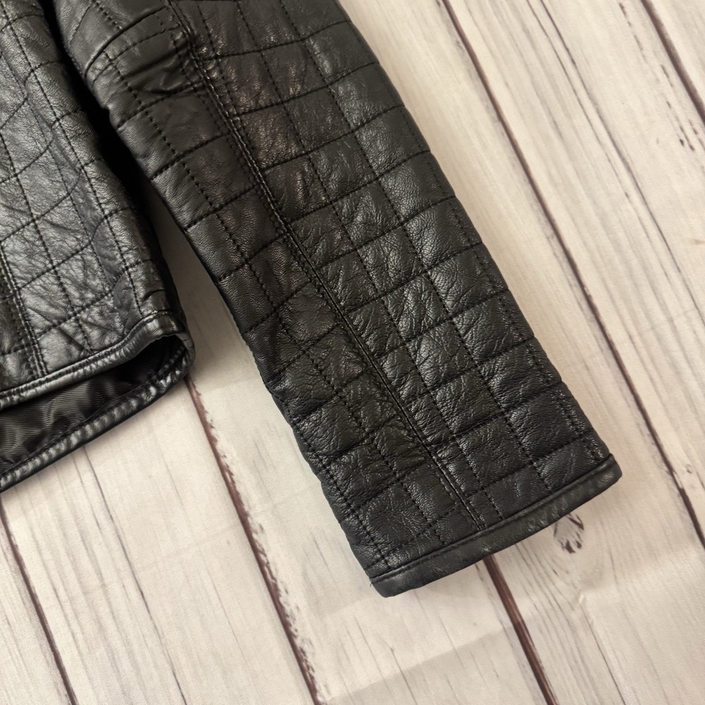 Zara Black‎ Lamb Leather Soft Quilted Size Small Jacket Zip Indie Rock Grunge - Picture 11 of 11